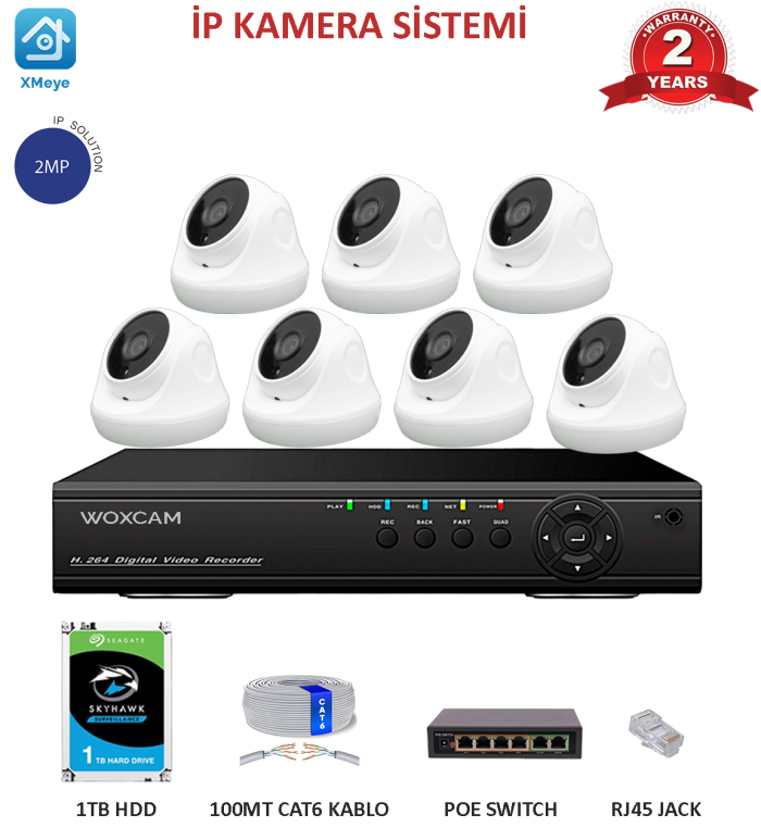 Woxcam 2 mp 7 Kameralı IP Güvenlik Sistemi